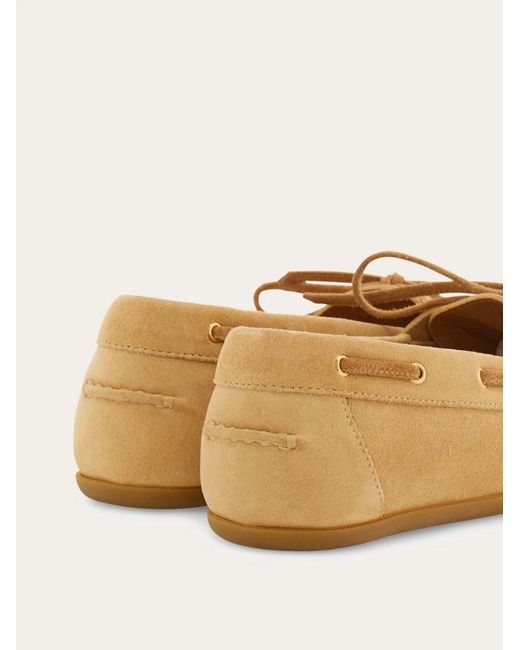 Ferragamo Natural Ferragamo Flippy Bow Detail Flat Shoes