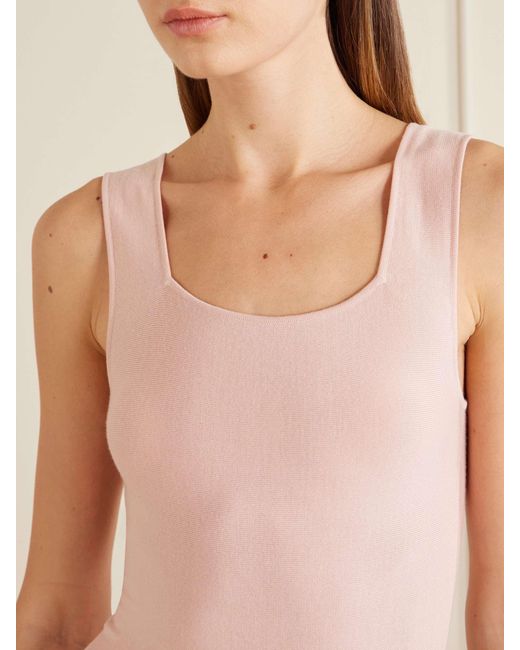 Khaite Pink Wool-Knitted Midi Dress