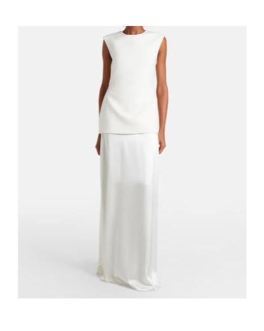 Rohe White Silk-Trimmed Wool-Blend Gown