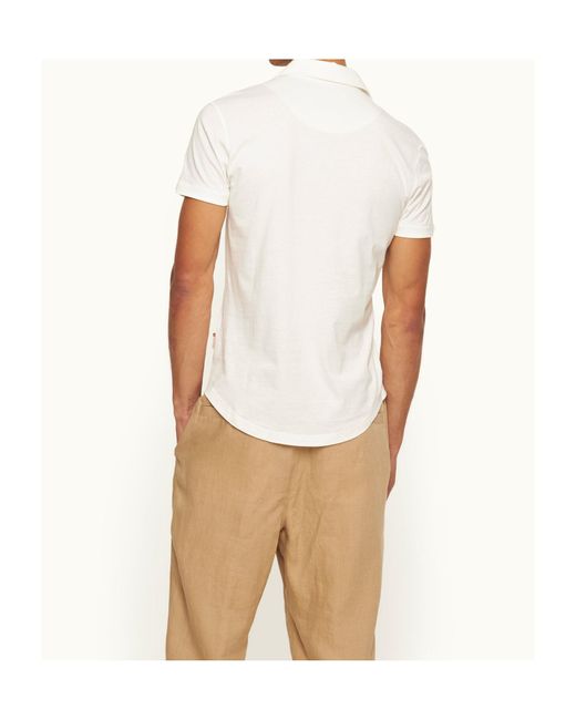 Orlebar Brown White Lapel Short Sleeve Polo Shirt for men