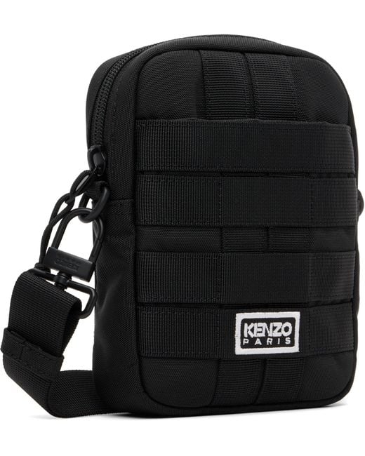 KENZO Black Logo Detailed Shoulder Bag for men