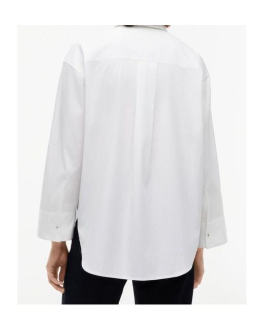 Tommy Hilfiger White Oversized Fit Flag Embroidery Poplin Shirt