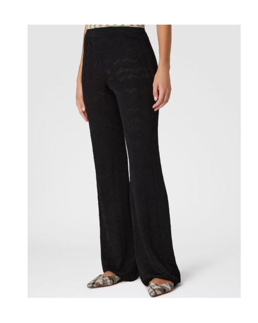 Missoni Black Chevron-Pattern Knit Trousers