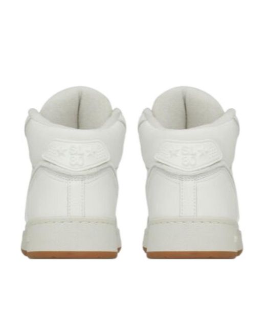 Saint Laurent White Round Toe Lace-Up Sneakers