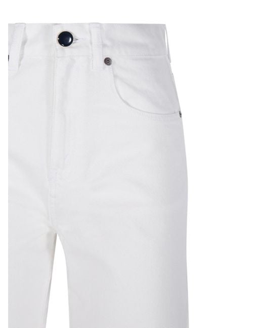 Victoria Beckham White Logo-Patch Bootcut Jeans