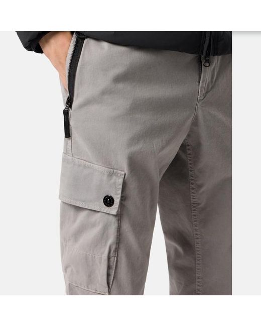 Stone Island Gray Slim-Fit Cargo Trousers With Zip Hand Pockets for men