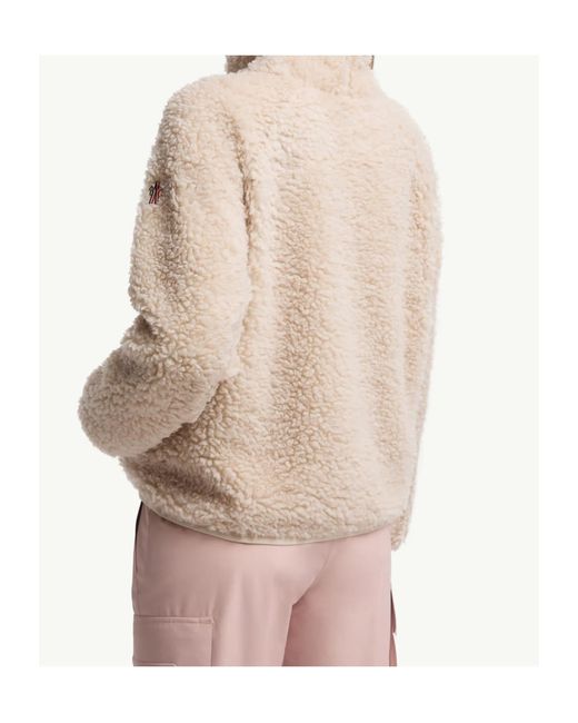 Moncler Natural Grenoble Teddy Turtleneck Sweatshirt