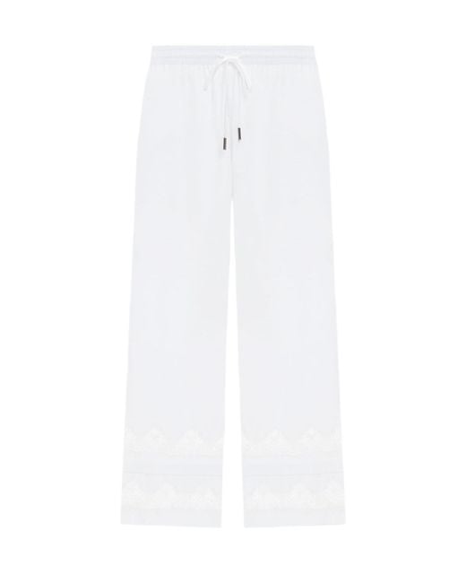 Ermanno Scervino White Lace-Trim Cropped Trousers