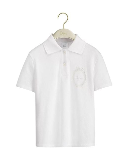Dior White Médaillon Embroidered Polo Shirt