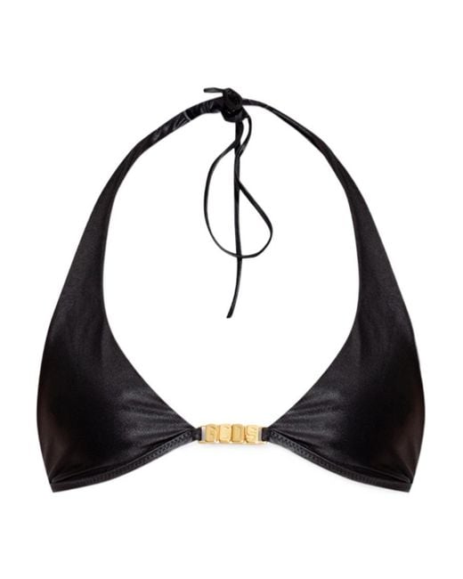 Gcds Black Logo-Plaque Halterneck Tie Fastened Bikini Top