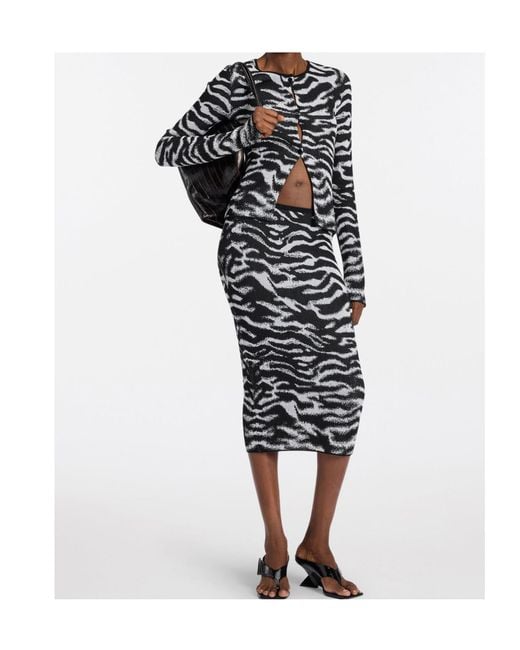 The Attico Black Zebra-Print Skirt