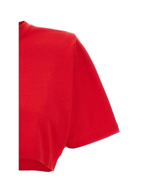 Pinko Red Crewneck Cropped T-Shirt