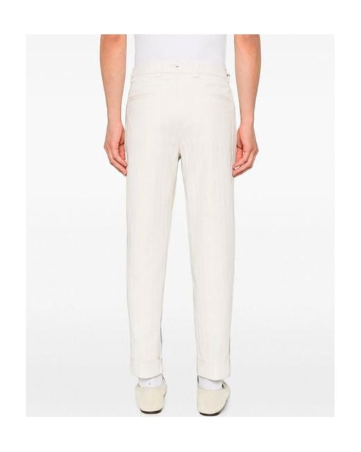 Berwich White Pleated Trousers for men