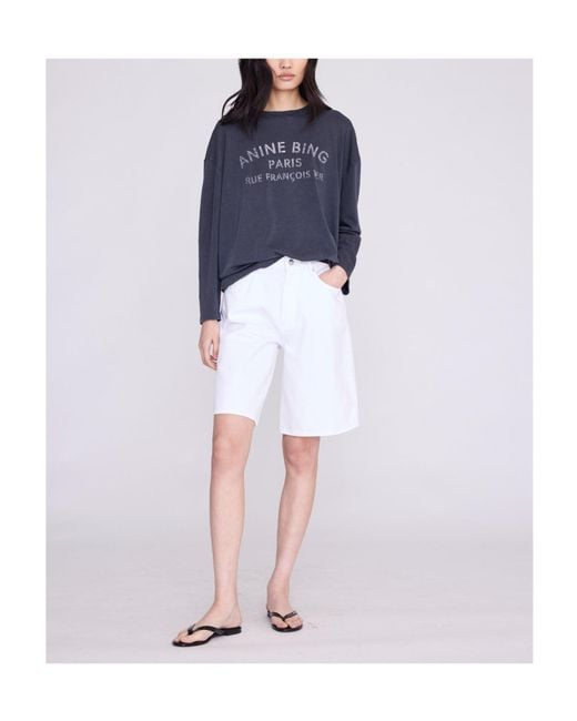 Anine Bing Blue Minimal Printed T-Shirt