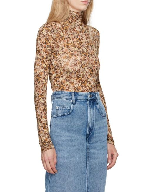 Isabel Marant Brown Multicolored Printed Knitted Top