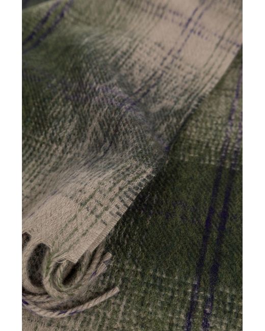 Etro Green Checked Fringed Scarf for men