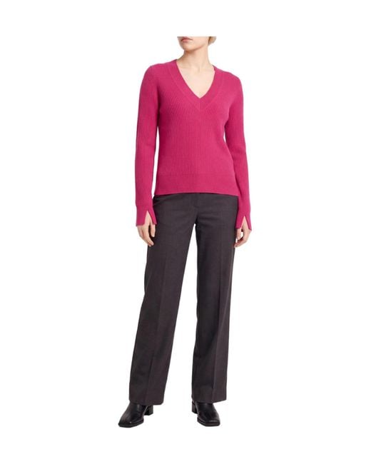 Rag & Bone Pink Solidcolor Cashmere Vneck Lightweight Longsleeve Top