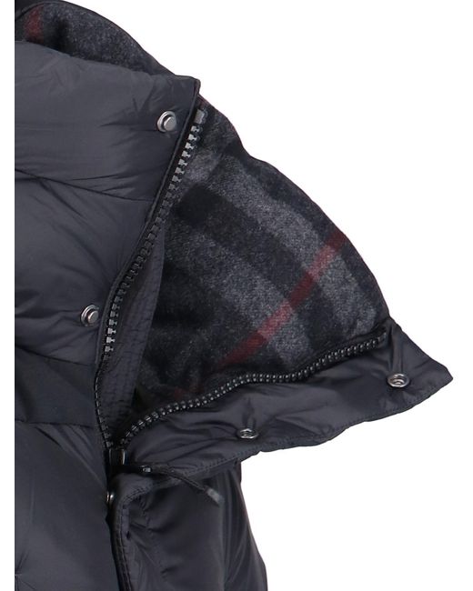 Burberry Blue High-Neck Hooded Coat for men