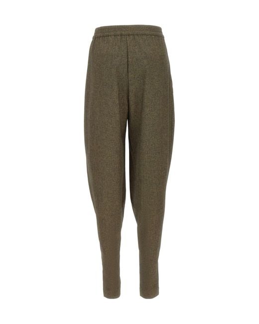 ANDAMANE Green Elastic-Waist Casual Trousers