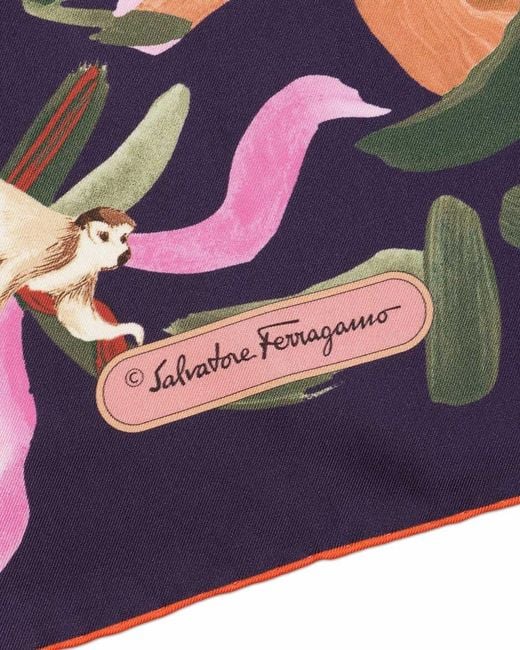 Ferragamo Multicolor Printed Square Silk Scarf