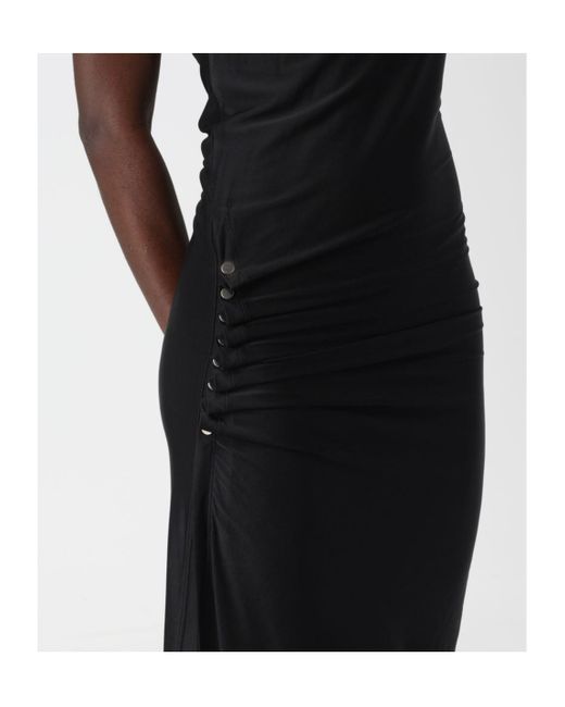 Rabanne Black Pleated Mid-Length Dress