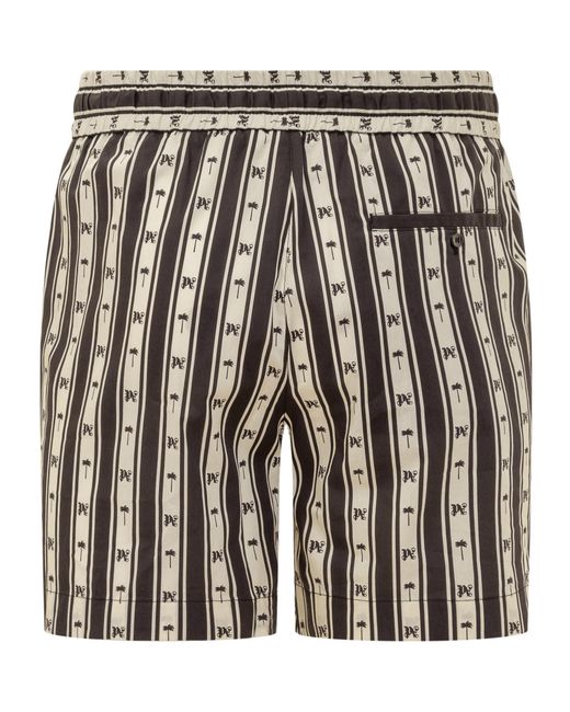 Palm Angels Black Striped Pa Monogram Shorts for men