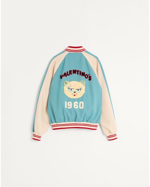 Valentino Blue Vlogo Patch Zip-Up Jacket for men
