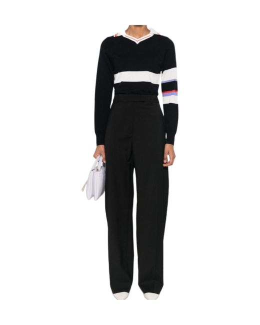 Sportmax Black Ampezzo Mid-Rise Wide Leg Trousers