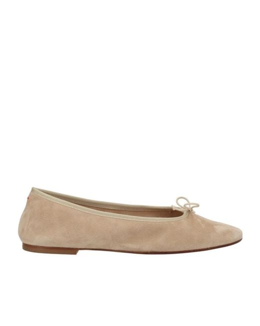 Aeyde Natural Tie-Detail Ballet Flats