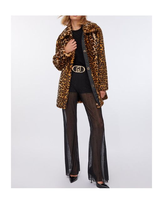 Liu Jo Brown Leopard-Print Button-Fastening Jacket