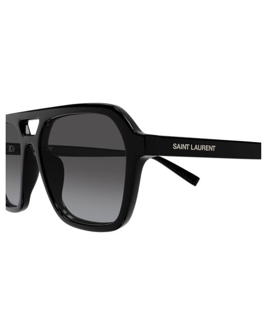 Saint Laurent Black Eyewear Pilot Frame Sunglasses for men