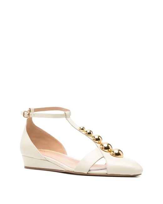 Chloé Natural Cleia T-Strap Flat Sandals