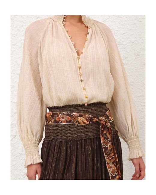 Zimmermann Natural Aster Elasticated Cuff Blouse