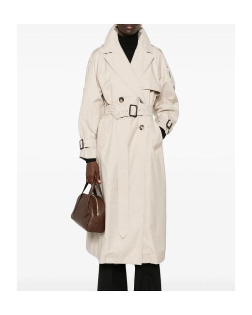 Max Mara Natural Collared Long-Sleeved Trench Coat