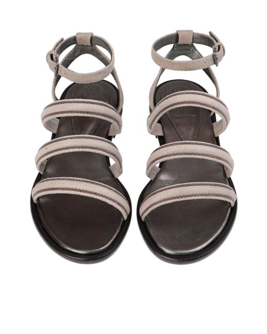 Brunello Cucinelli Black Beaded Sandals