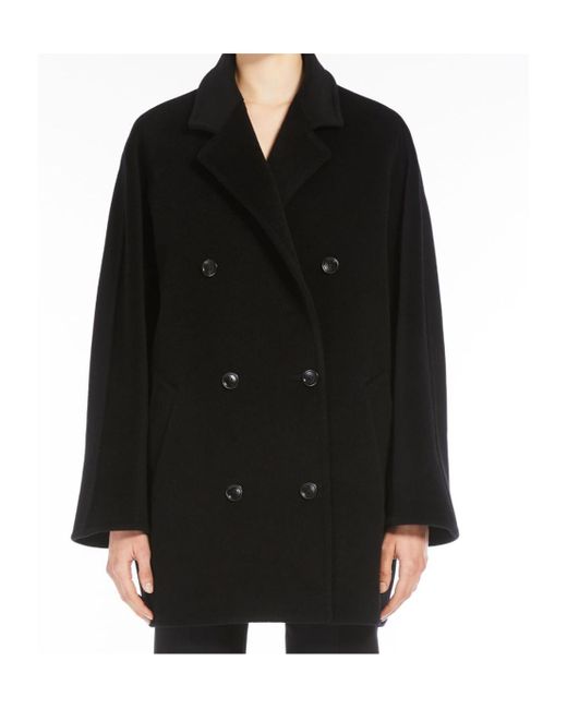 Max Mara Black Rebus Double-Breasted Coat