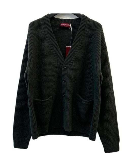 Gucci Black V-Neck Knitted Cardigan for men