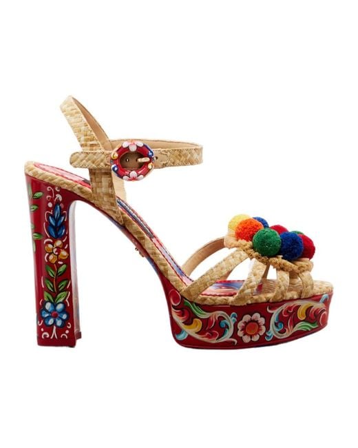 Dolce & Gabbana Metallic Printed Woven Platform Sandals