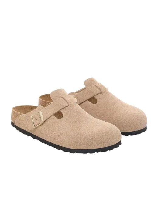 Birkenstock Brown Boston Buckle Suede Sandals for men