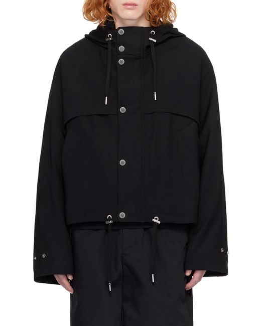 AMI Black Drawstring Hooded Jacket for men