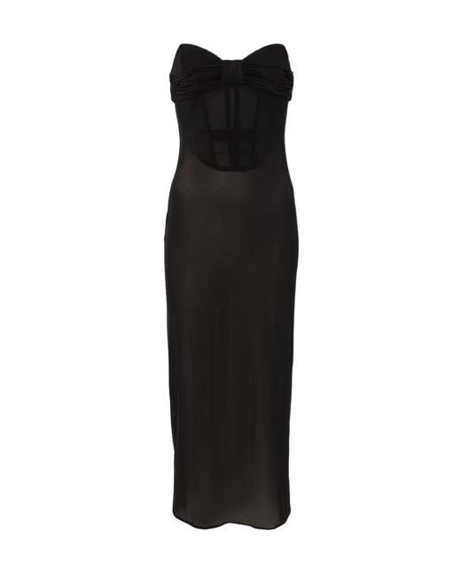 Magda Butrym Black Satin Midi Dress