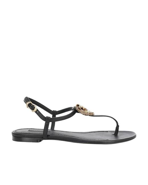 Dolce & Gabbana White Devotion T-Bar Sandals