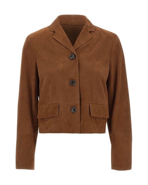Liu Jo Brown Cropped Suede Jacket