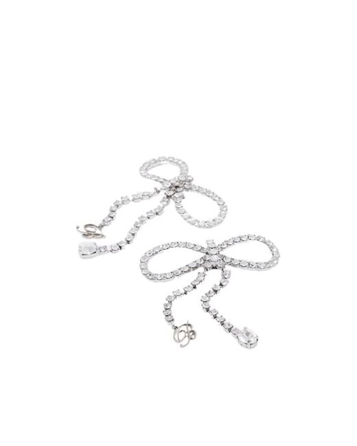 Blumarine White Embellished Bow Earrings