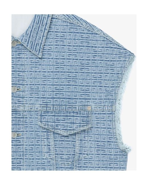 Givenchy Blue 4G Denim Button-Up Vest for men
