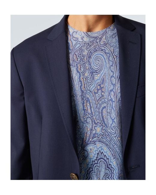 Etro Blue Wool Blazer for men