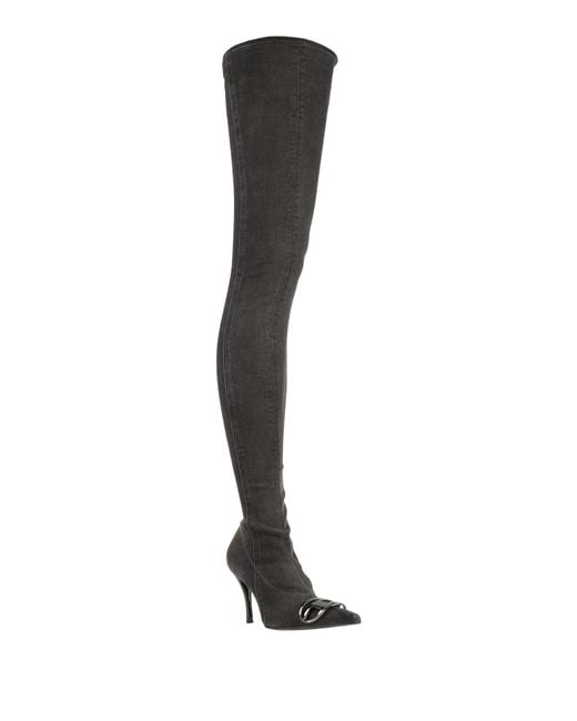 DIESEL White Denim Over-The-Knee Boots