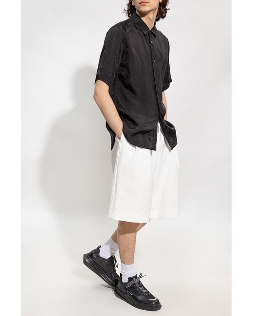 Comme des Garçons White Pleated Wide-Leg Bermuda Shorts for men