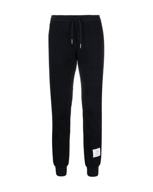Thom Browne Black Seersucker Drawstring Track Pants