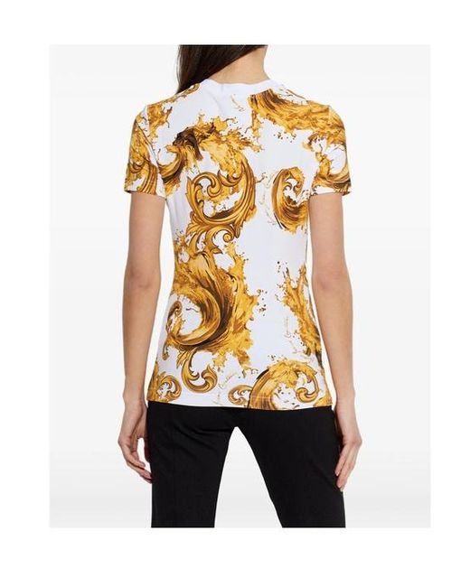 Versace Metallic Jeans Couture Baroque Printed Crewneck T-Shirt